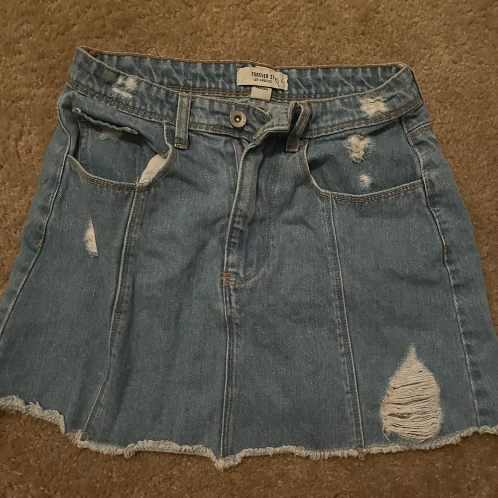 Forever 21 Distressed Blue Mini Skirt